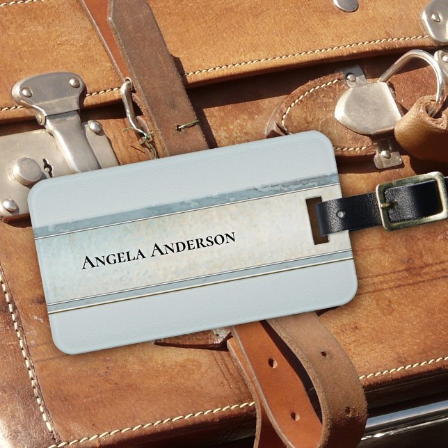 Chic Sand and Beach Stylised Luggage Tag (Luggage tag showing an abstract elegant design in sand and dusty blue colors, inspired by the beach)