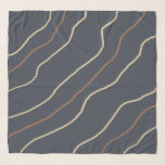 Chic Sand and Brown Stripes Dark Blue Scarf<br><div class="desc">Chic striped design in gold and brown colours on a dark blue background, adds a stylish touch of elegance to your outfit. The colours ancestral gold, wheat penny and charcoal blue are used for this striped print. Exclusively designed for you by Happy Dolphin Studio. Please contact us at happydolphinstudio@outlook.com with...</div>