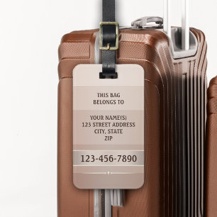 Chic Sandy Chocolate Stripe Luggage Tag