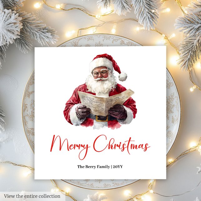 Chic Santa Claus Trendy Editable Christmas Napkin (Chic Santa Claus Trendy Editable Christmas Napkin)
