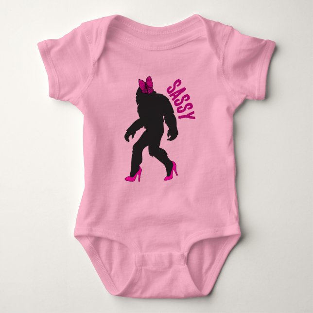 Chic Sassy Sasquatch (Big Foot) Baby Bodysuit (Front)