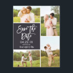 Chic Save The Date 4-Photo Collage Announcement Postcard<br><div class="desc">This modern Save the Date photo postcard features a 4-photo collage and a modern brush script typeface. Add additional information like your wedding website or introduce your wedding hashtag on the back. Contact our designer store for additional colours options/variations.</div>