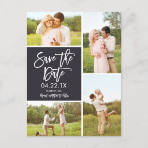 Chic Save The Date 4-Photo Collage Announcement Postcard