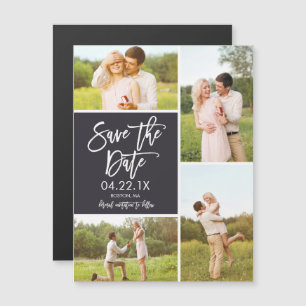 Chic Save The Date 4-Photo Collage Magnet