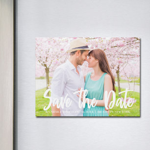 Chic Save the Date Engagement Photo Magnetic Card