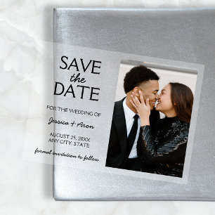 Chic Save The Date Photo Elegant Modern Card Acrylic Invitations