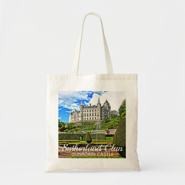 Chic Scottish Sutherland Clan's Dunrobin Castle Tote Bag (Front)
