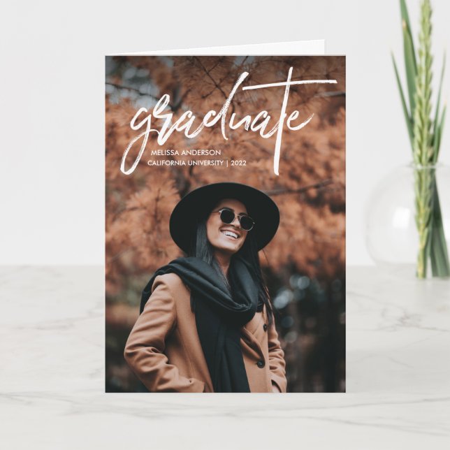 Chic Script 2 Photo Graduation Announcement (Front)