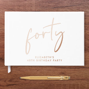 Chic Script 40th Birthday Party Guest Book