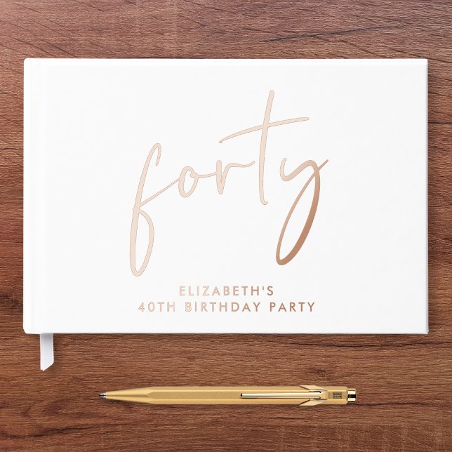 Chic Script 40th Birthday Party Guest Book (Creator Uploaded)