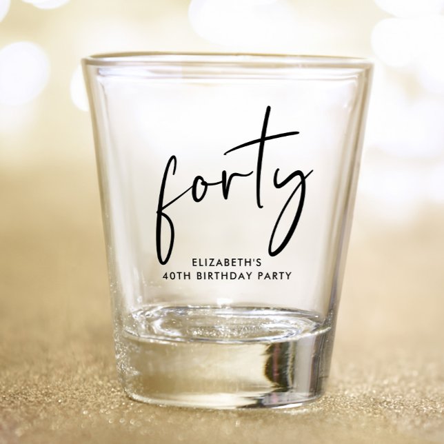 Chic Script 40th Birthday Party Shot Glass (Creator Uploaded)