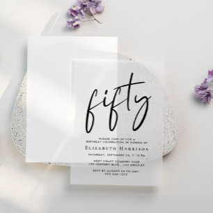 Chic Script 50th Birthday Party Vellum Invitations
