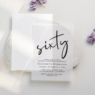 Chic Script 60th Birthday Party Vellum Invitations