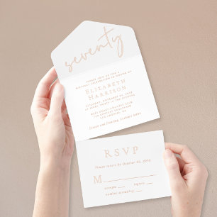 Chic Script 70th Birthday Party All In One Invitation