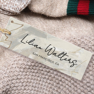 Chic Script Abstract Cream Beige Clothing Hang Tag