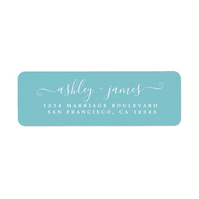 Chic Script Angel Blue Wedding Return Address (Front)
