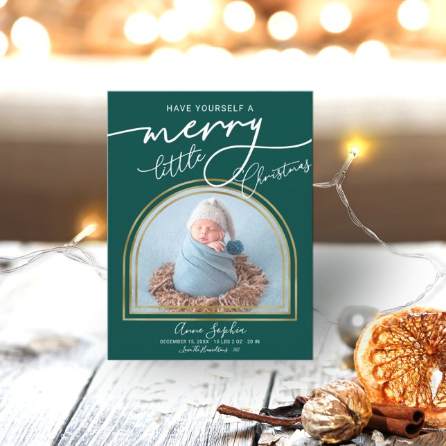 Chic Script Arch Frame Birth Announcement (Creator Uploaded)