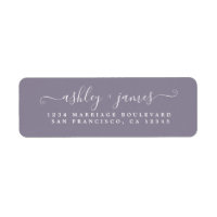 Chic Script Ash Purple Wedding Return Address