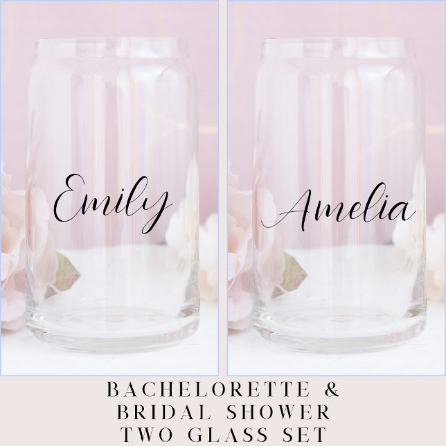 Chic Script Bachelorette Wedding Can Glass (Creator Uploaded)