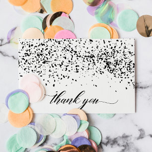 Chic Script Black Confetti Graduation Thank You