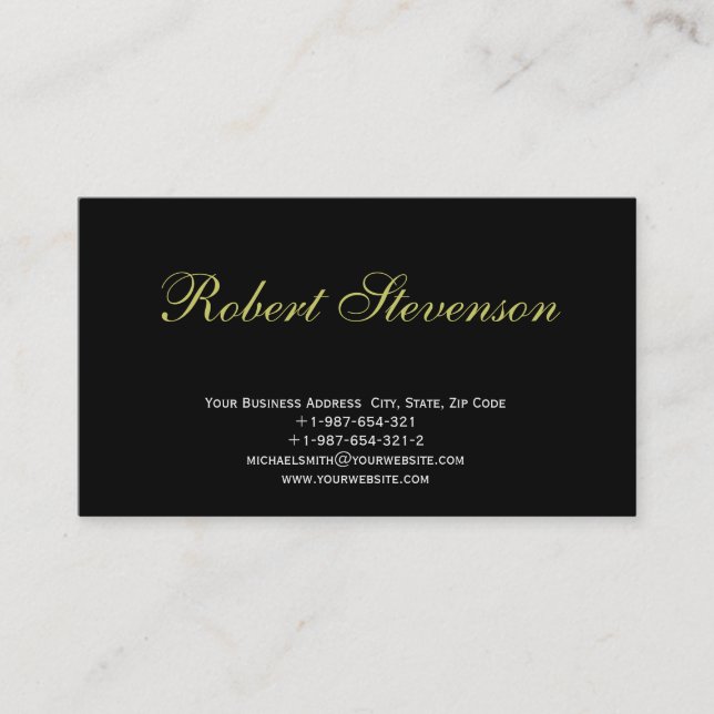 Chic Script Black Interior Designer Business Card (Front)