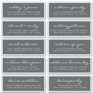 Chic Script Black Wedding Guest Address Labels