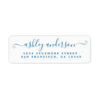 Chic Script Blue Ink Name Return Address