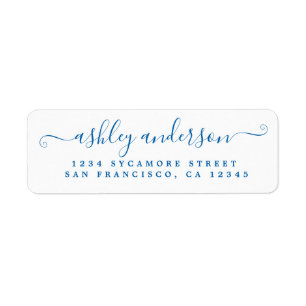Chic Script Blue Ink Name Return Address