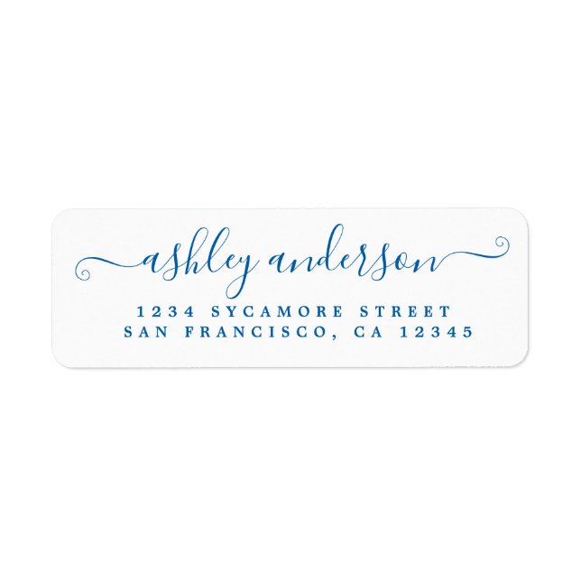 Chic Script Blue Ink Name Return Address (Front)