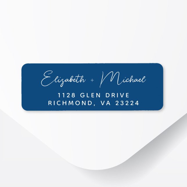 Chic Script Blue Wedding Return Address (Creator Uploaded)