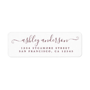 Chic Script Burgundy Name Return Address