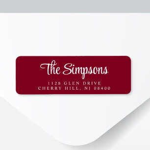Chic Script Burgundy Red Return Address