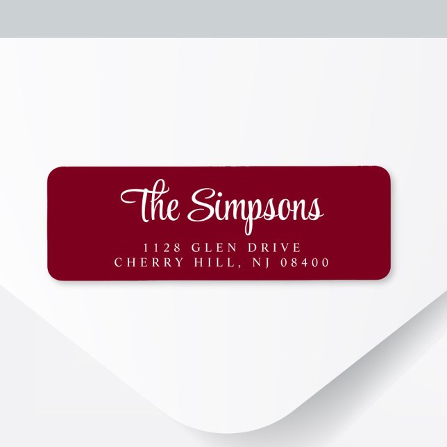 Chic Script Burgundy Red Return Address (Creator Uploaded)