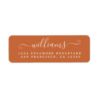 Chic Script Burnt Orange Last Name Return Address