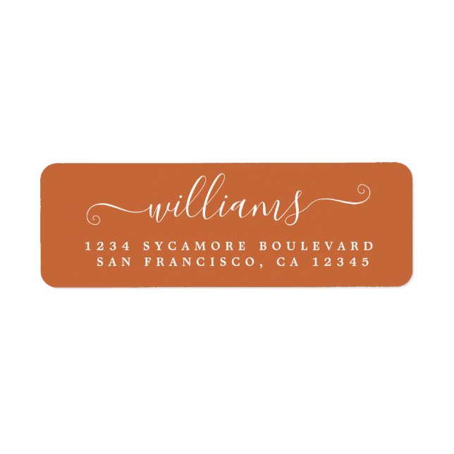 Chic Script Burnt Orange Last Name Return Address (Front)