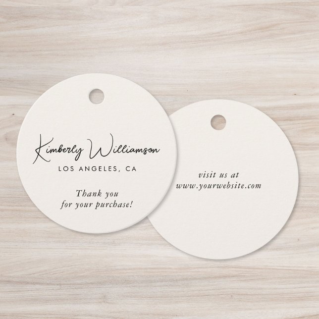 Chic Script Business Cream Thank You Gift Tag (Chic Script Business Cream Thank You Gift Tag)