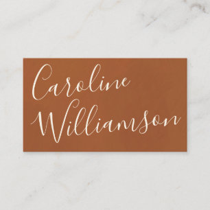 Chic Script Calligraphy Elegant Terracotta Texture Business Card