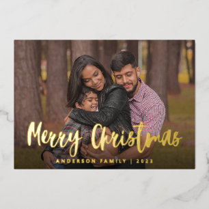 Chic Script Calligraphy Family Photo Christmas
