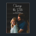 Chic Script Change The Date Wedding Postponed Postcard<br><div class="desc">Chic Script Change The Date Wedding Postponed Postcard</div>