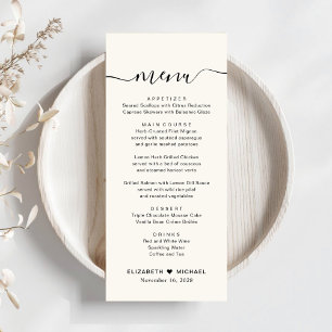 Chic Script Cream Wedding Reception Menu