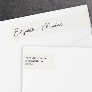 Chic Script Cream Wedding Return Address Wrap Around Label