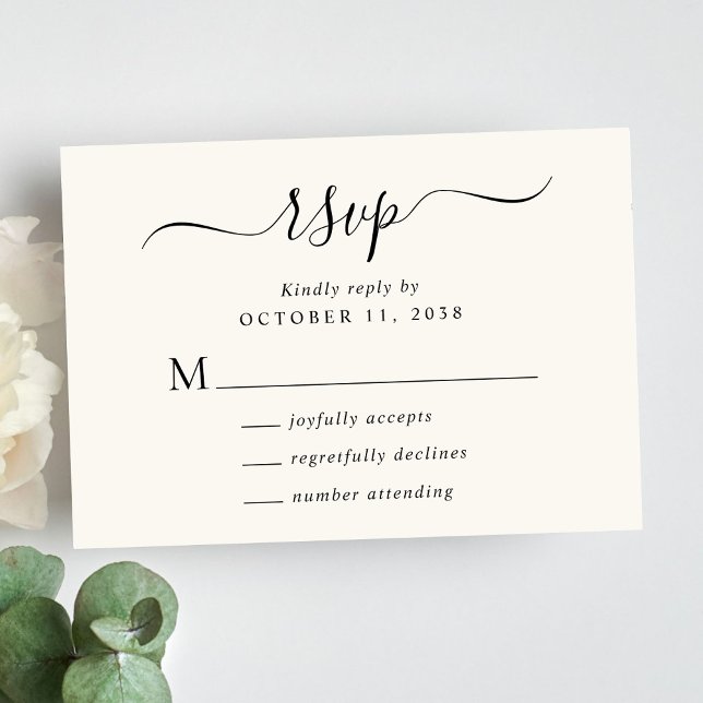 Chic Script Cream Wedding RSVP Card (Creator Uploaded)