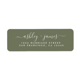 Chic Script Dark Green Wedding Return Address
