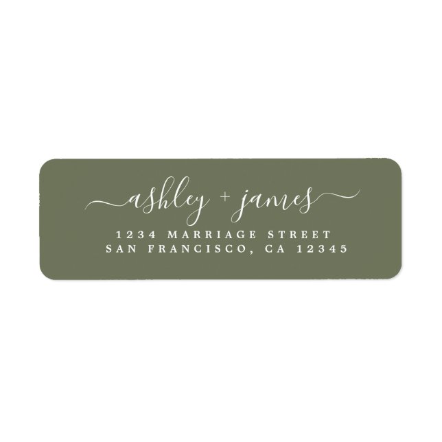 Chic Script Dark Green Wedding Return Address (Front)