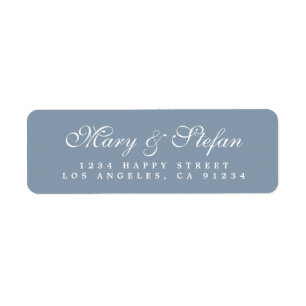 Chic Script Dusty Blue Wedding Return Address