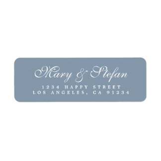 Chic Script Dusty Blue Wedding Return Address