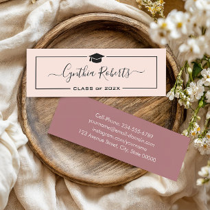 Chic Script Dusty Rose Pink Graduation Mini Business Card