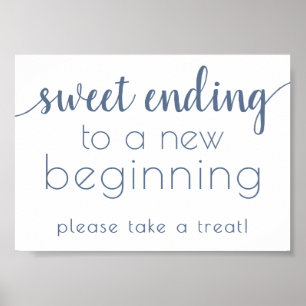 Chic Script   Dusty Slate Blue Sweet Dessert Sign