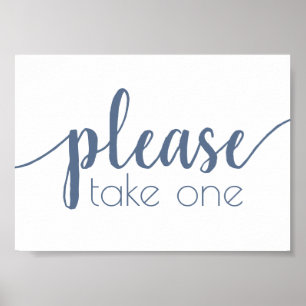 Chic Script   Dusty Slate Blue Take One Table Sign