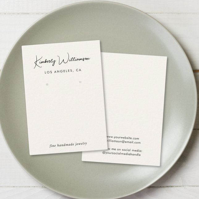 Chic Script Earring Cream Jewellery Display Card (Empower your name in our signature script as your logo and brand identity)